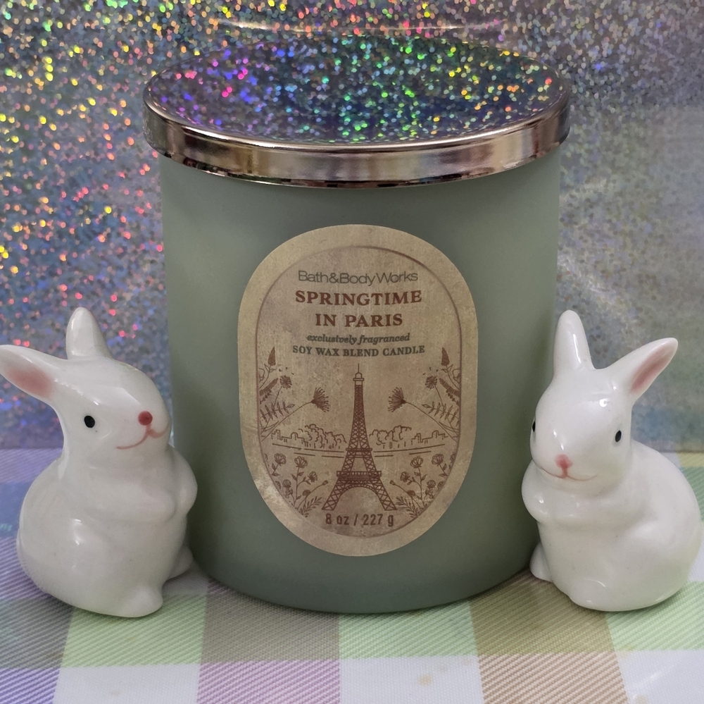 Bath & Body Works Springtime in Paris Soy Wax Single Wick Candle 8oz NEW RARE - Picture 1 of 8